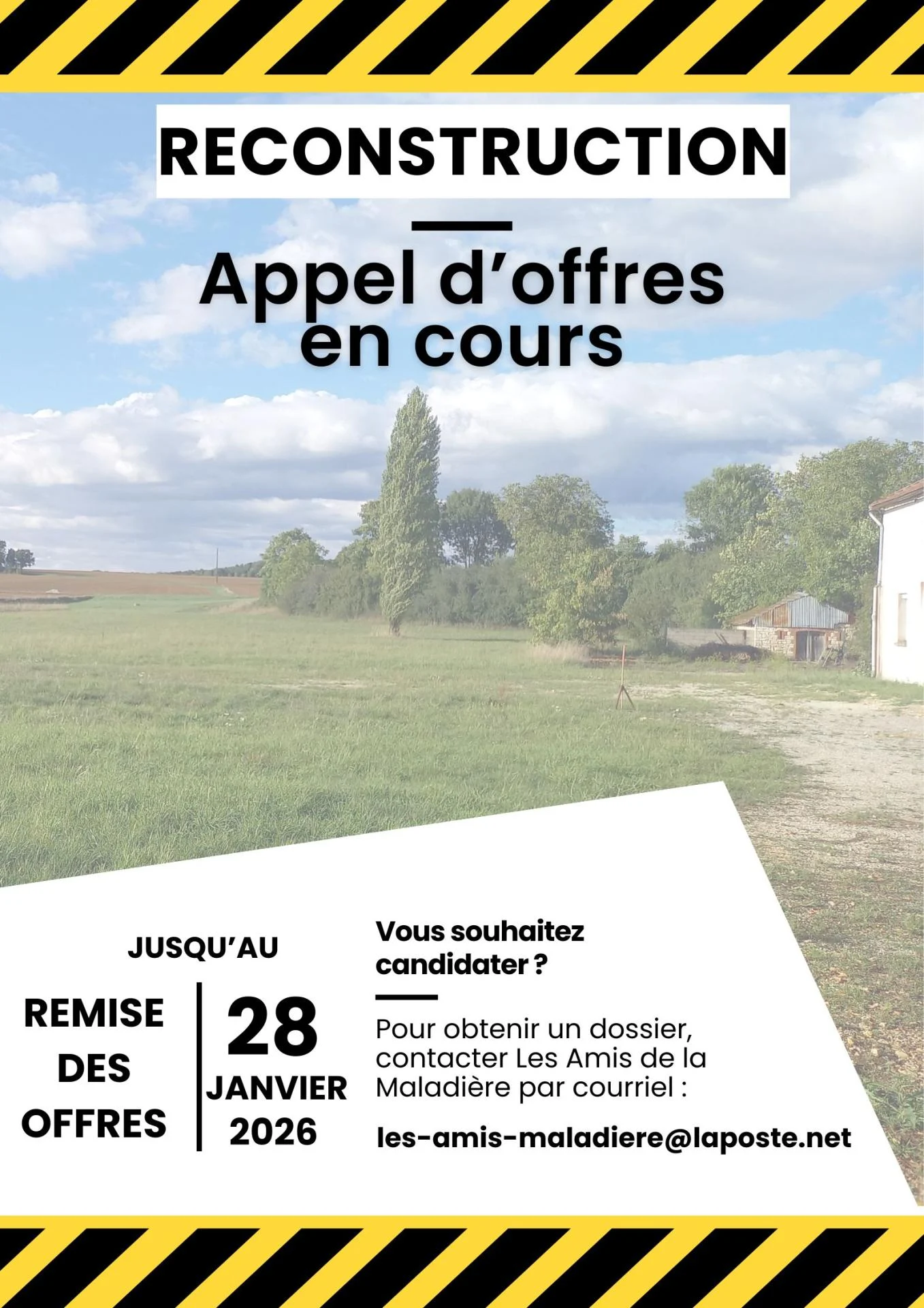 Affiche annonce dates travaux en cours